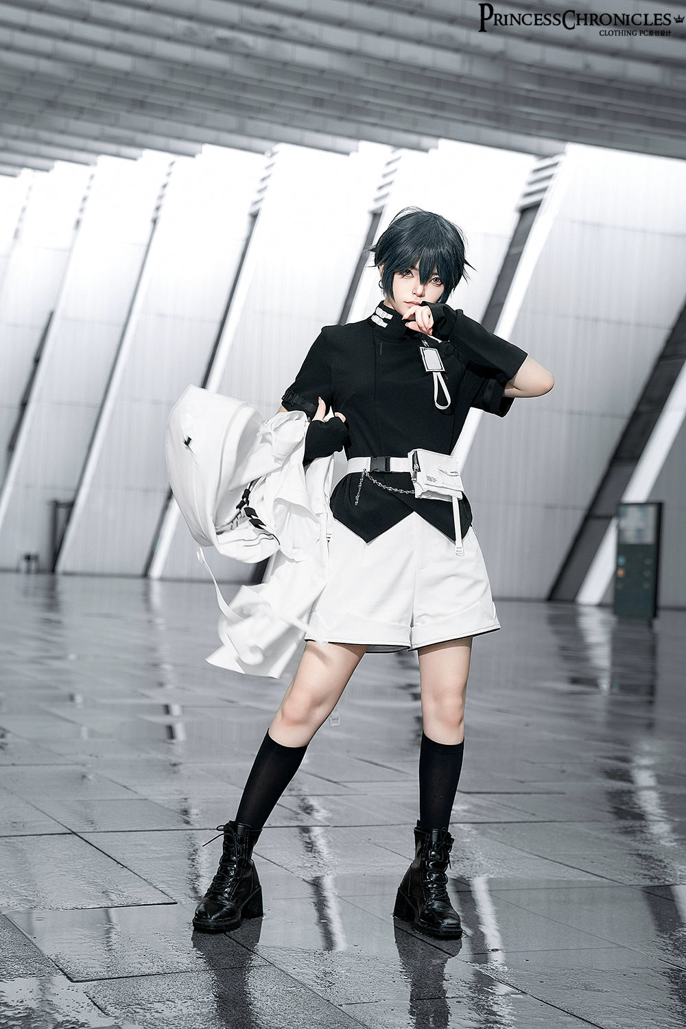 Princess Chronicles - White Cat - Futuristic Style Cool Lolita Pants Suit With Cat Ear Coat 39562:628452