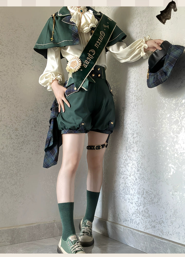 (BFM)Forest Fluorescent Carps~Queen's Chess~Ouji Lolita Prince Outfit Lolita Cape Shirt Shorts Set   