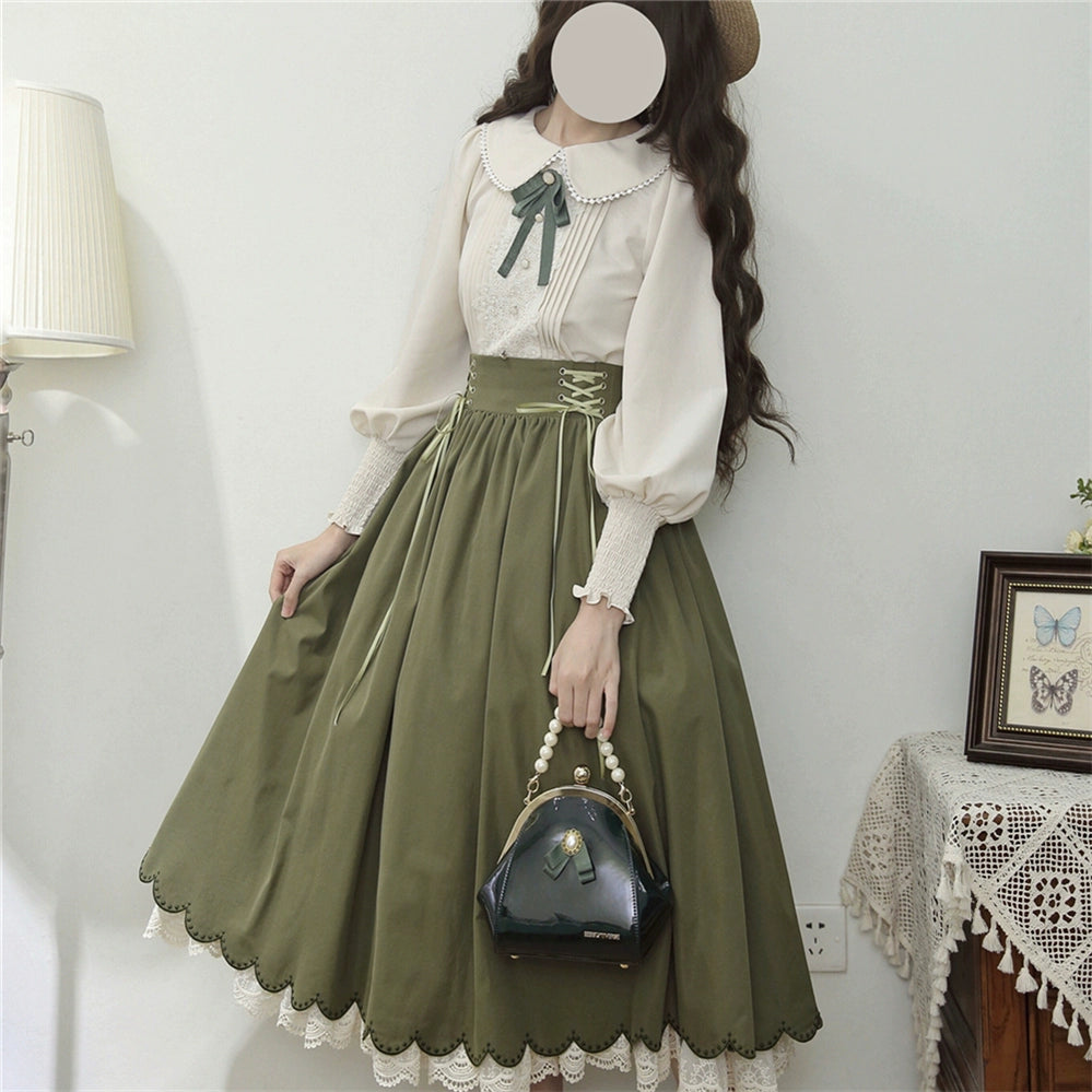 EESSILY - Countess's Autumn Travel - Vintage Lolita Shirt and Skirt 44247:800610