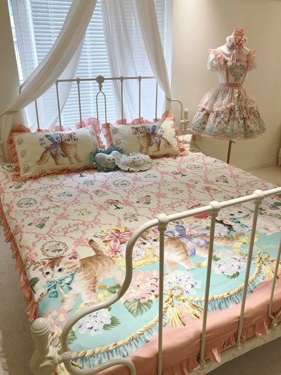 Dark Star Island~Cat Fantasy~Kawaii Lolita Cat Print Bedding 1.5/1.8 double bedding four-piece set  
