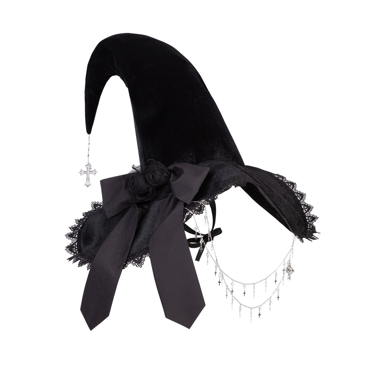 Your Princess - Dawn Witch - Black Gothic Lolita JSK Dress + White Blouse Hat S