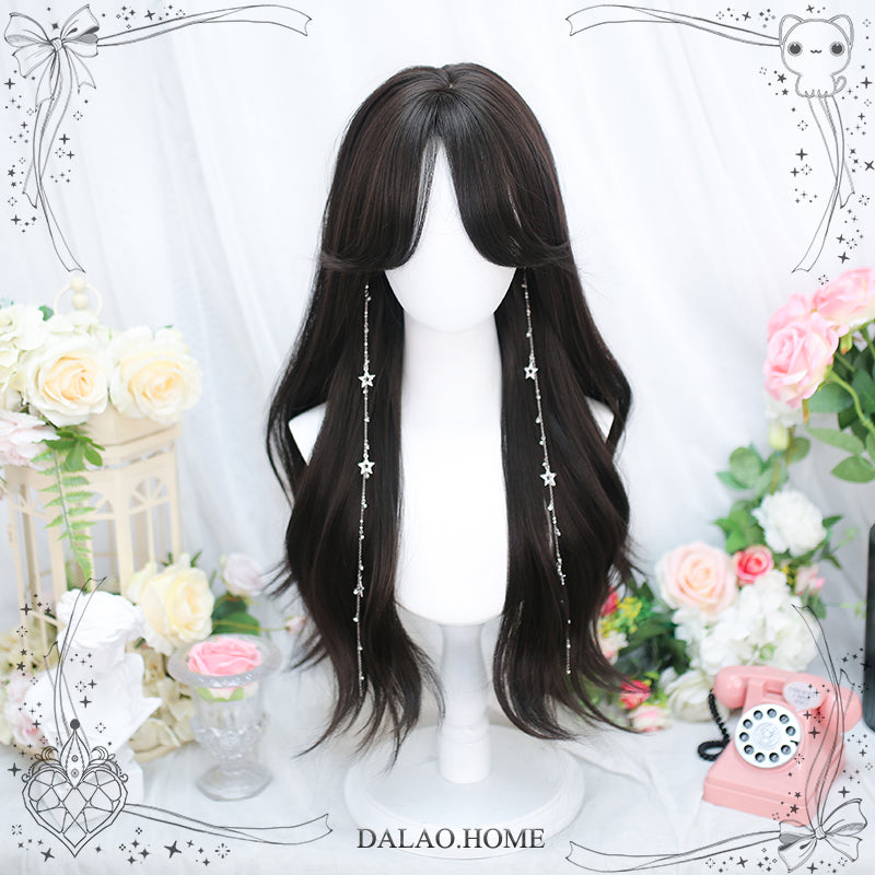 Dalao~Natural Lolita Wig Gentle Long Curly Hair 101x Black Brown  