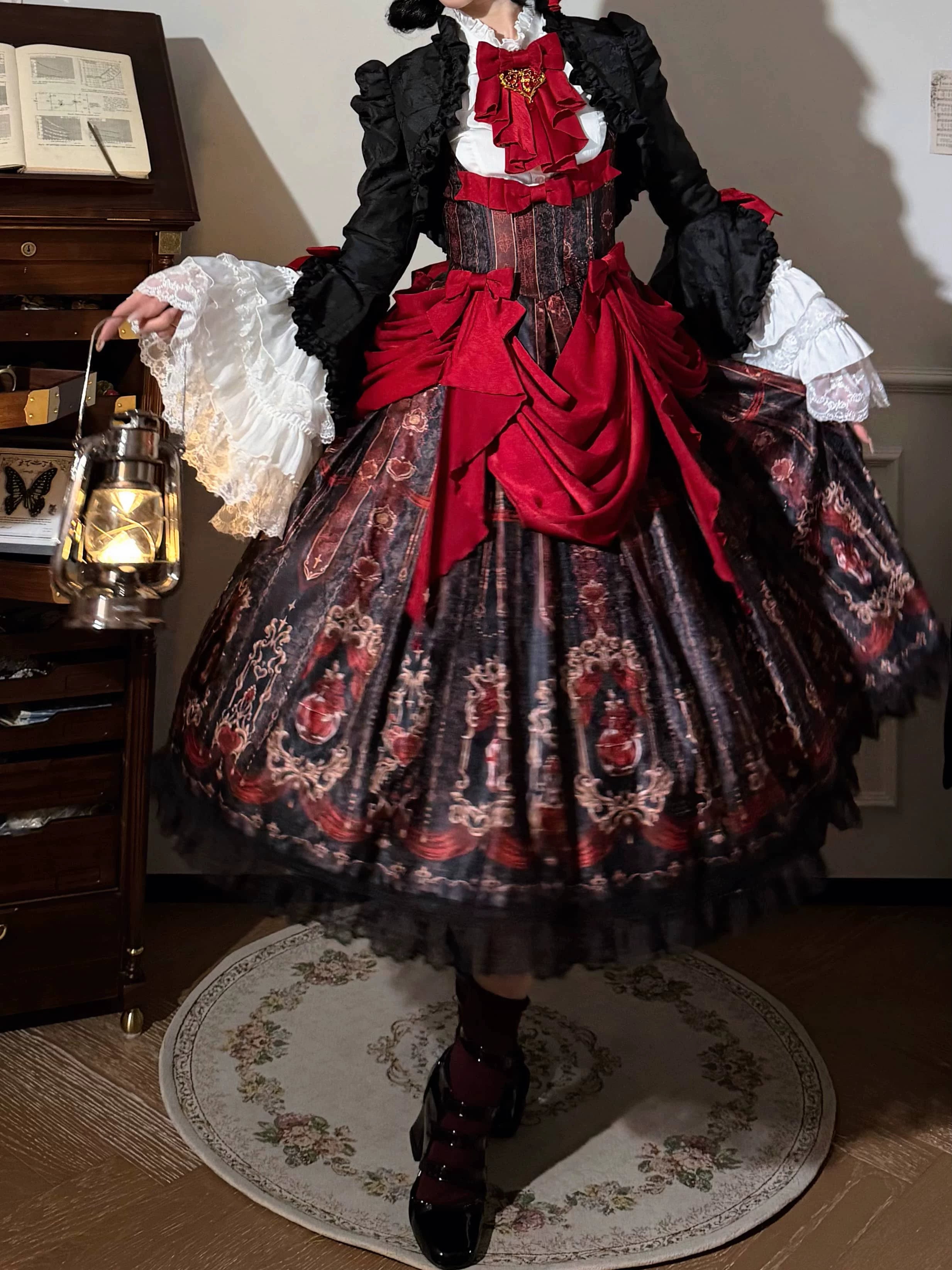 Perfume Bottle - Gothic Lolita Bust-support Printed JSK Dress Set 45738:860417