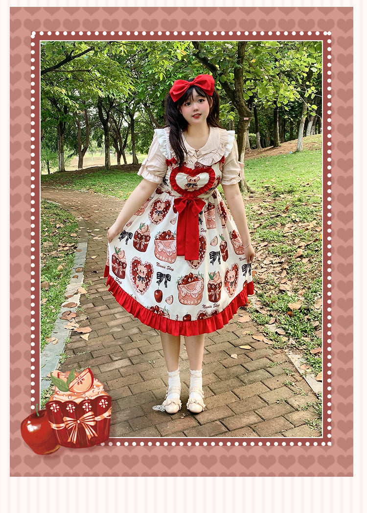 Niu Niu~Apple Teddy~Summer Plus Size Sweet Lolita JSK   