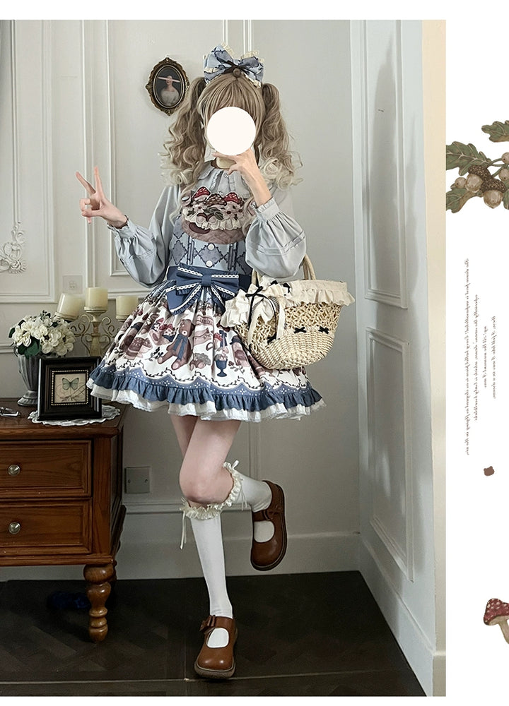 Spireme Cat - Hazelnut Bear - Kawaii Lolita Dress, Bear & Dessert Print