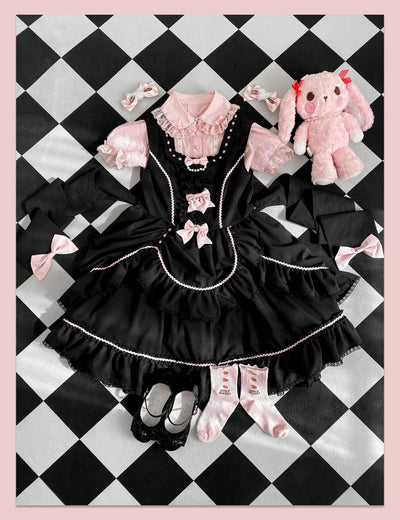 (BFM)Catlow Rabbit~Black Lolita Doll OP/JSK with Adjustable Elasticity   