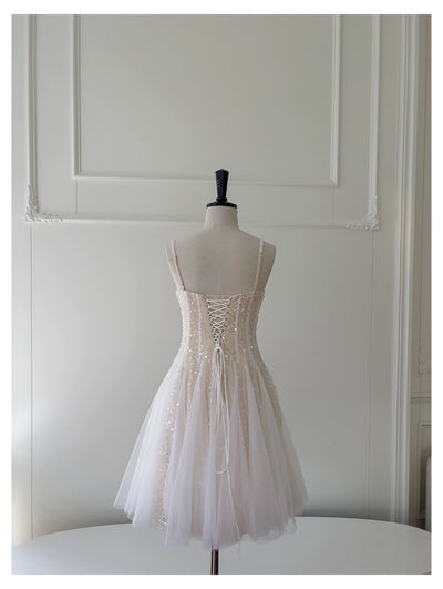 Anna~High End Sweet Lolita JSK White Mesh Adjustable Straps Gown   