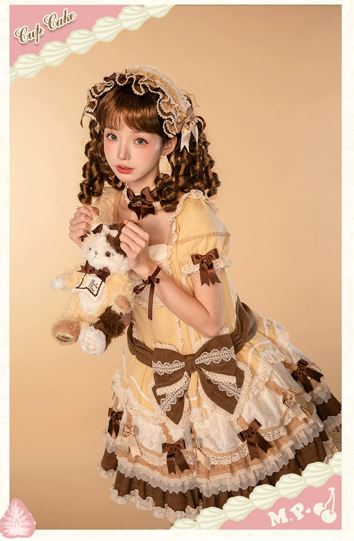 Mademoiselle Pearl~Cup Cake~Sweet Lolita OP Dress Kawaii Lolita JSK SK   