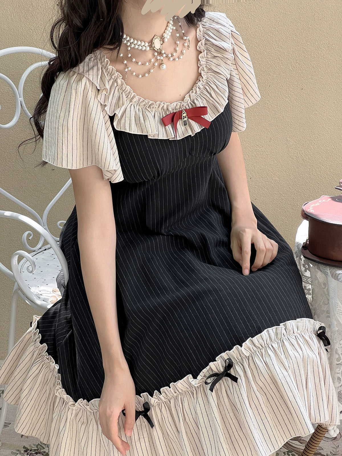 EESSILY~Cotton Plus Size Lolita OP Dress With Pockets & Detachable Bra Pads 43277:773507