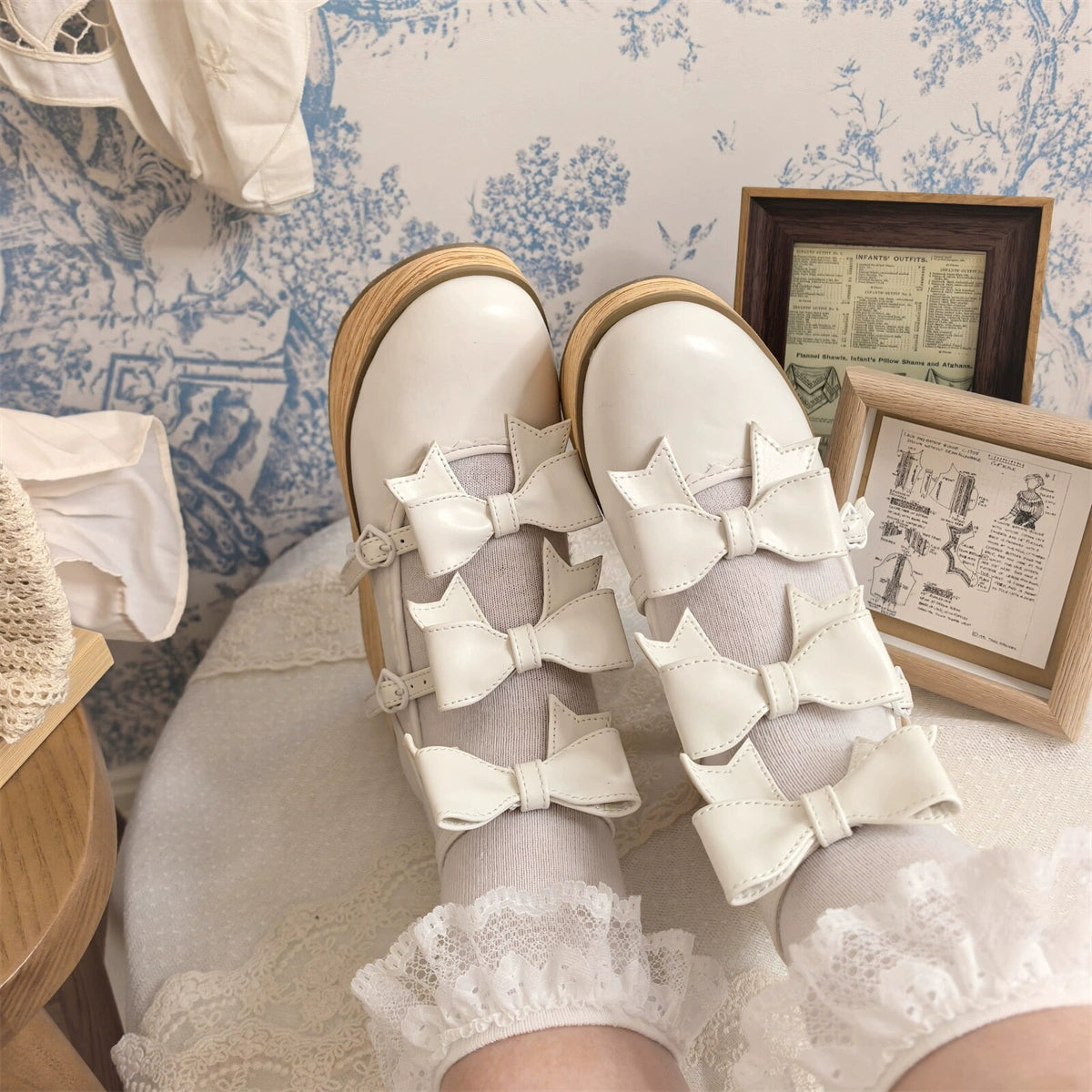 MODO - Sweet Lolita High Platform Shoes, Three Bows 44182:797574