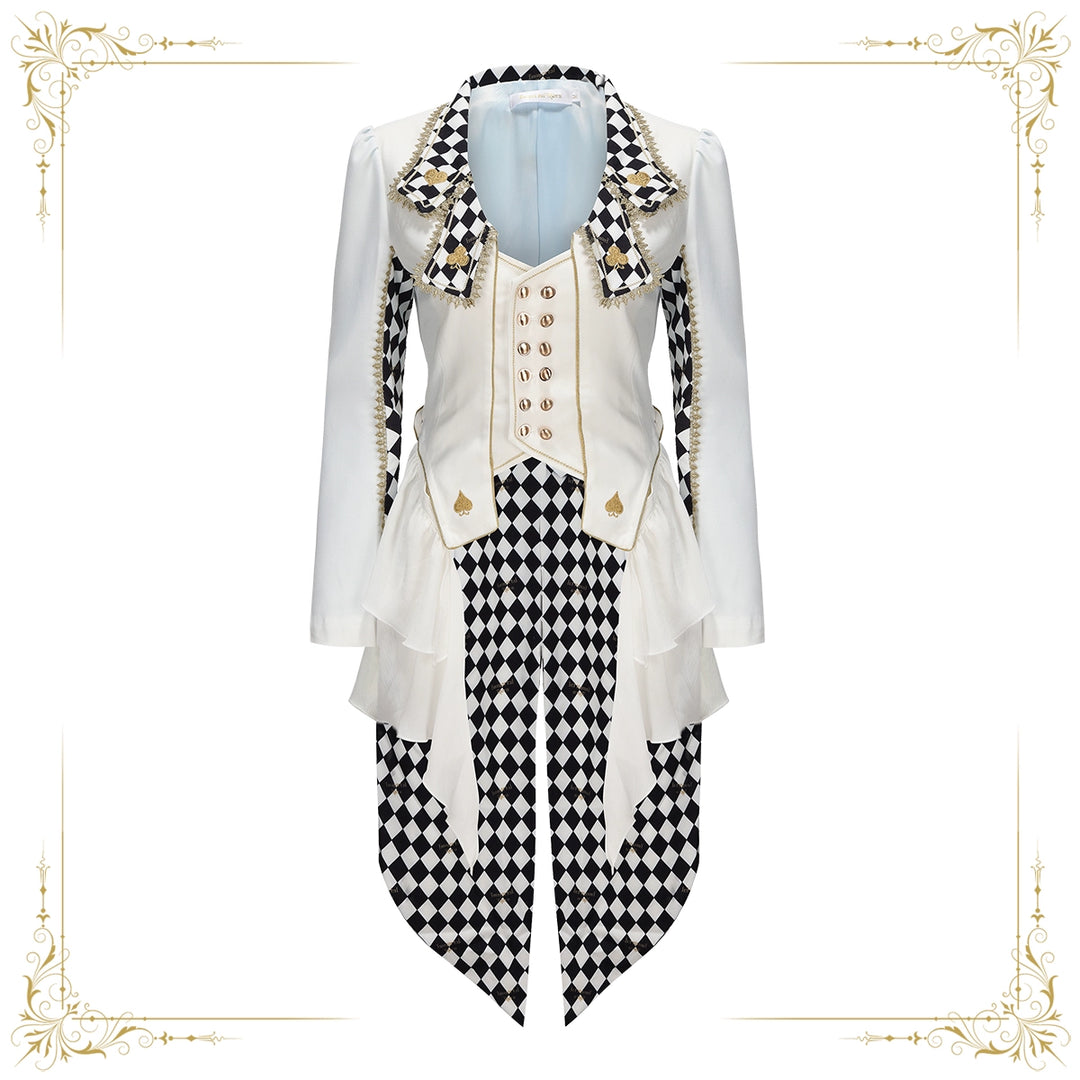 Immortal Thorn~Lost Alice~Ouji Lolita Coat Checkered Prince Outwear White S