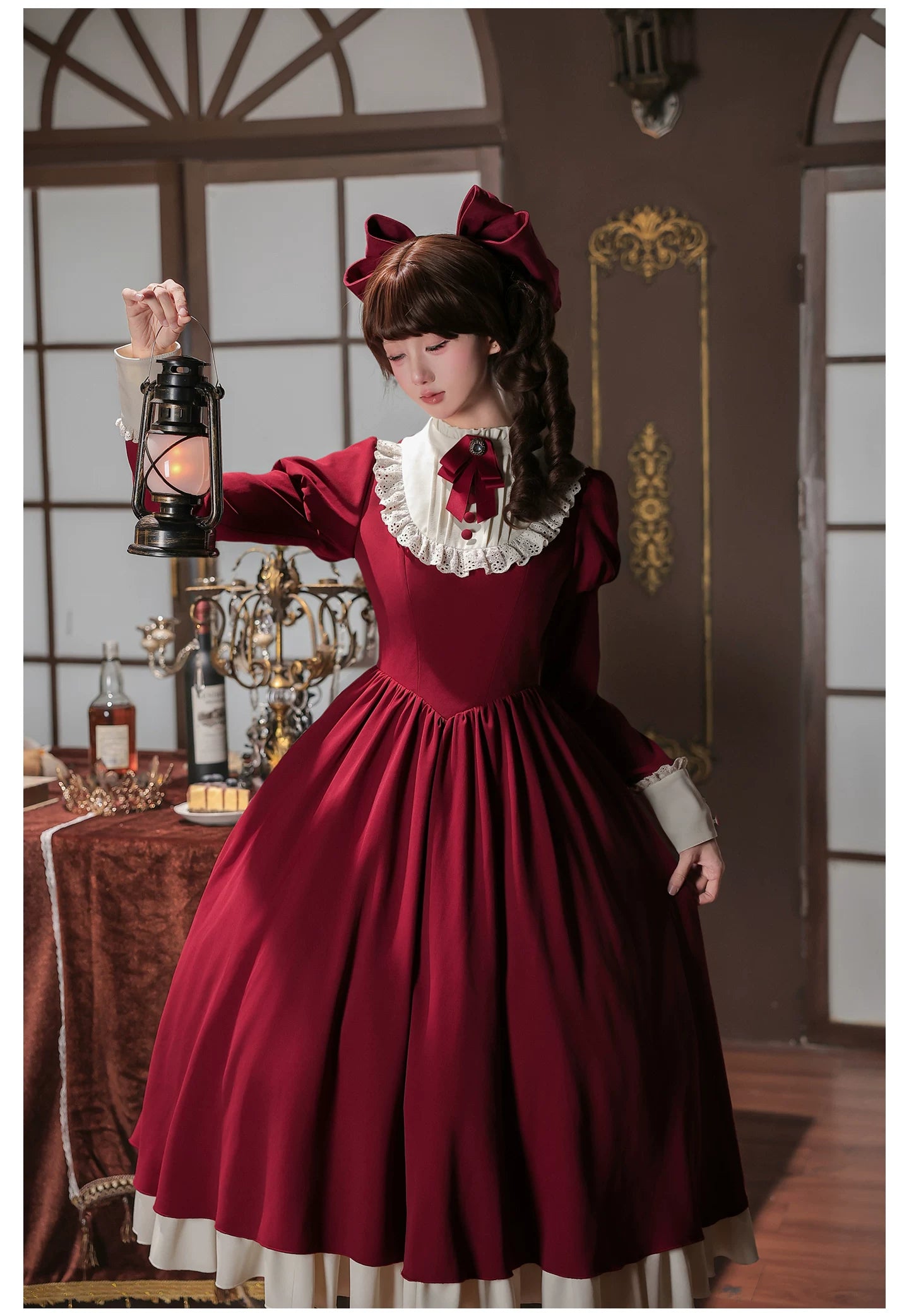 Miss Lita - Classic Lolita Maid OP Dress, Adjustable Flutter Sleeve Apron 45858:865765