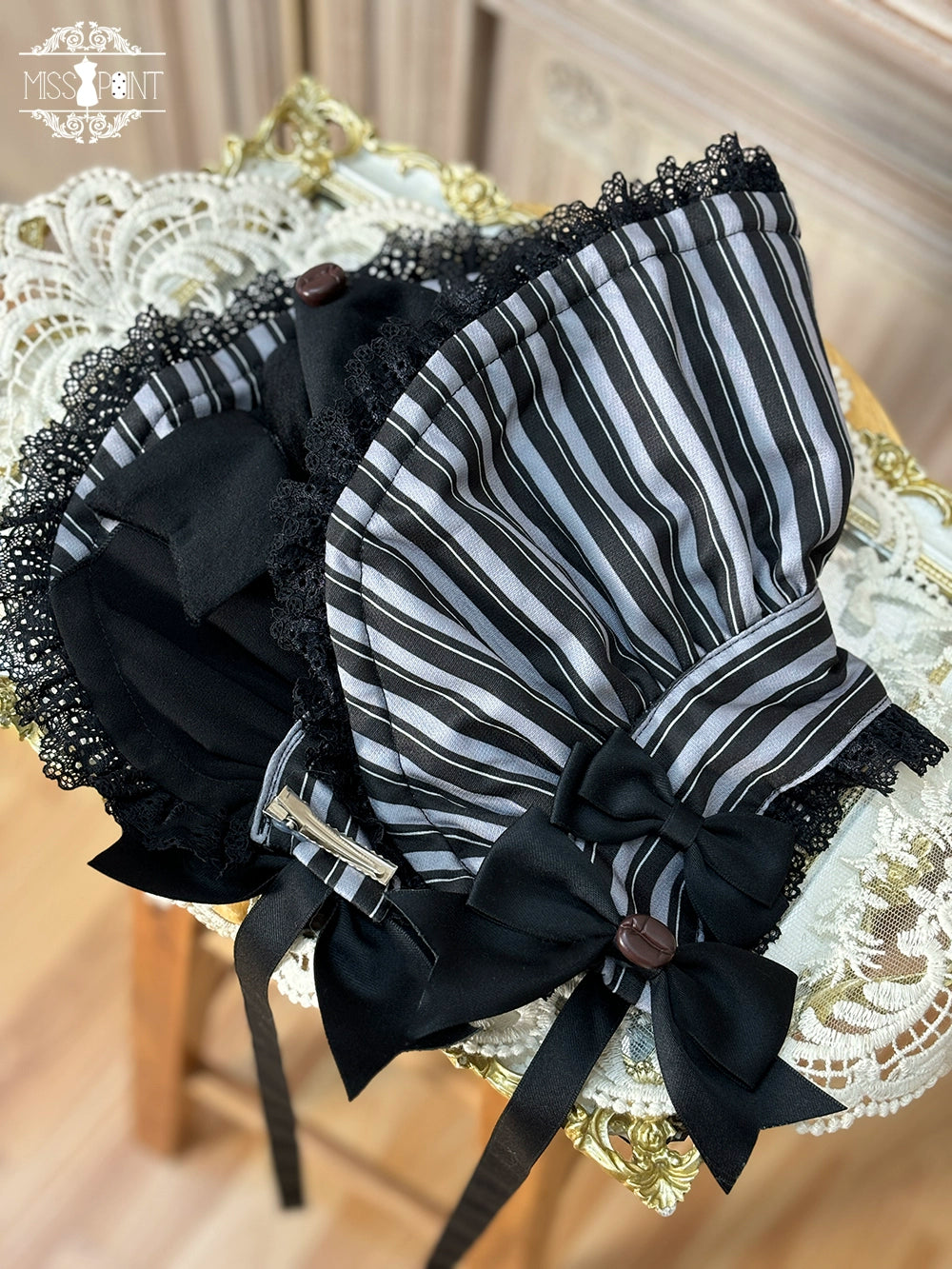 Miss Point - Classical Chocolate - Classic Lolita Accessory Bowler Hat BNT Beret Jabot 40816:677434
