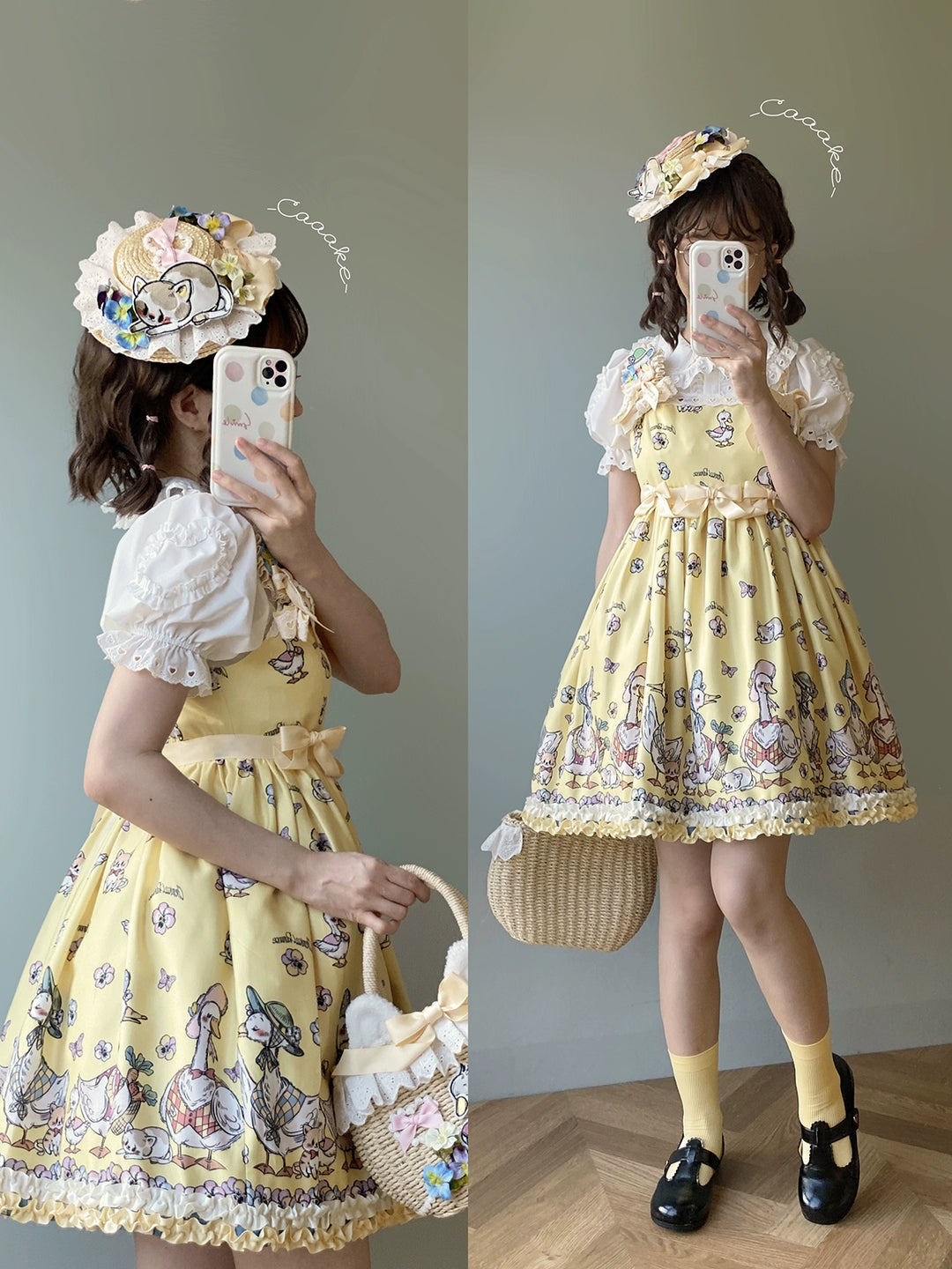 Chemical Romance~Hello Duck~Kawaii Lolita JSK Duck Print Lolita Dress   
