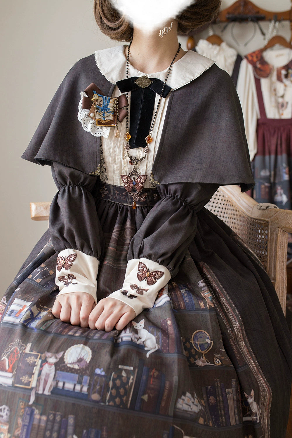 Miss Point - German Bookshelf - Classic Lolita OP Dress & Detachble Cape 44023:792391
