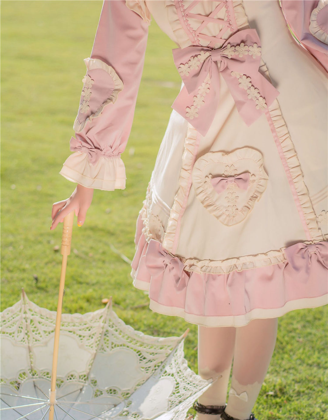 Niu Niu~Little Gardener~Plus Size Lolita OP Dress Pink Winter Long Sleeve   