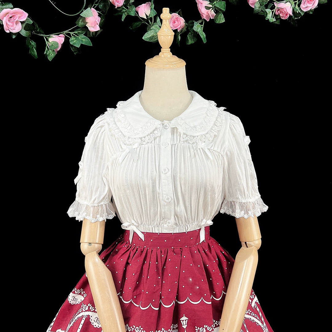 DMFS Lolita~Sweet Lolita Shirt Doll Collar Blouse High-waisted   