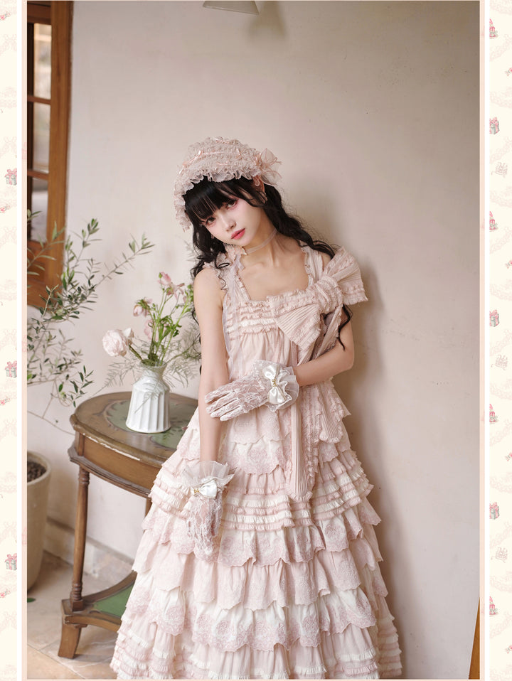 MEEKWIND~Dessert Bunny~Kawaii Lolita Dress Suit Bunny Printed OP and Tiered Ruffle JSK