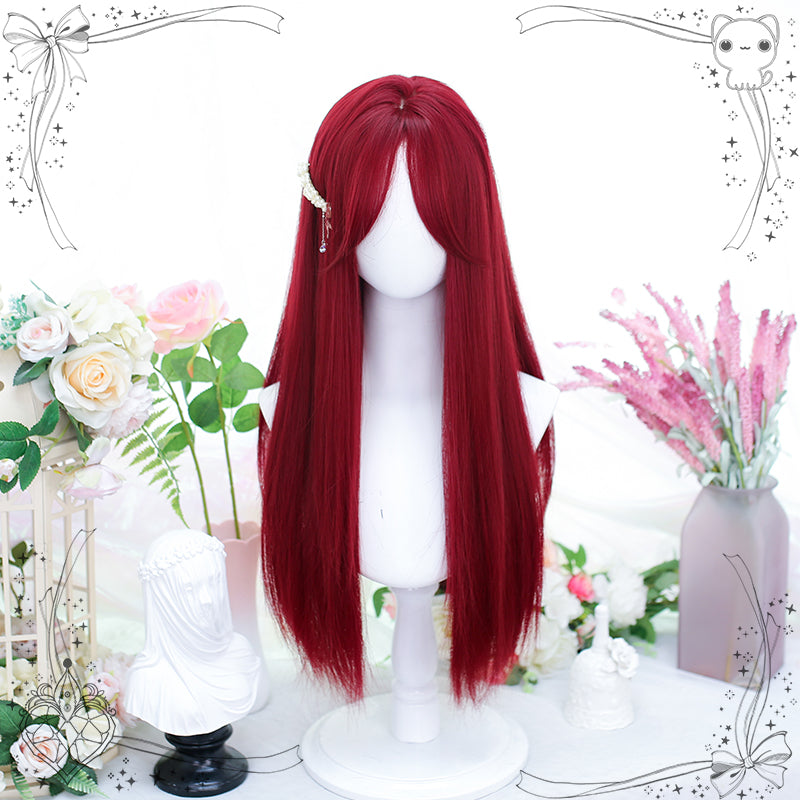 Dalao Home~Camellia Sinensis~Natural Solid Long and Straight Lolita Wig camellia and rouge with hair net  