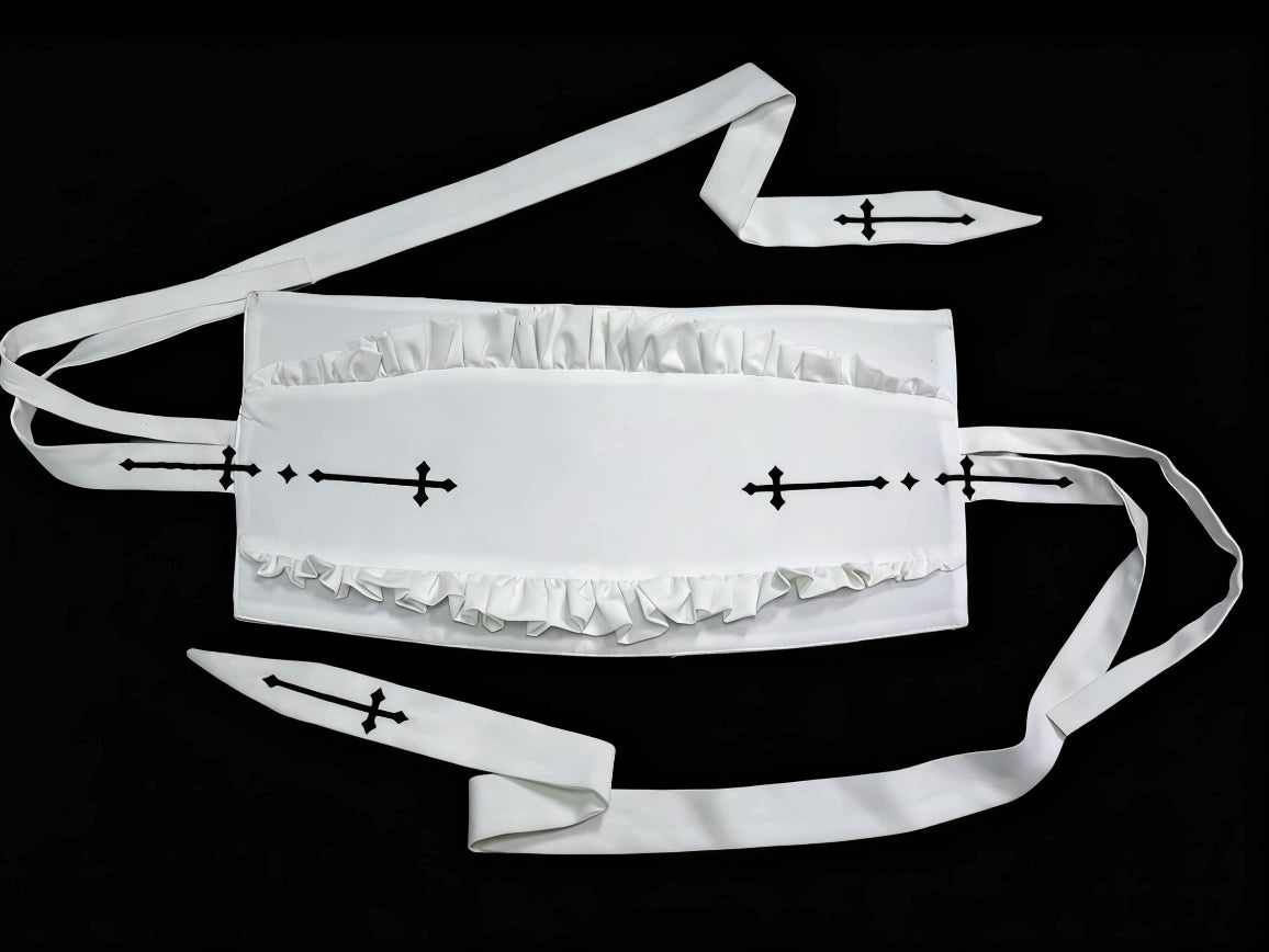 Wild Bloom Freedom - Nun Style Gothic Lolita Head Scarf, Cross Embroidery 44341:804807