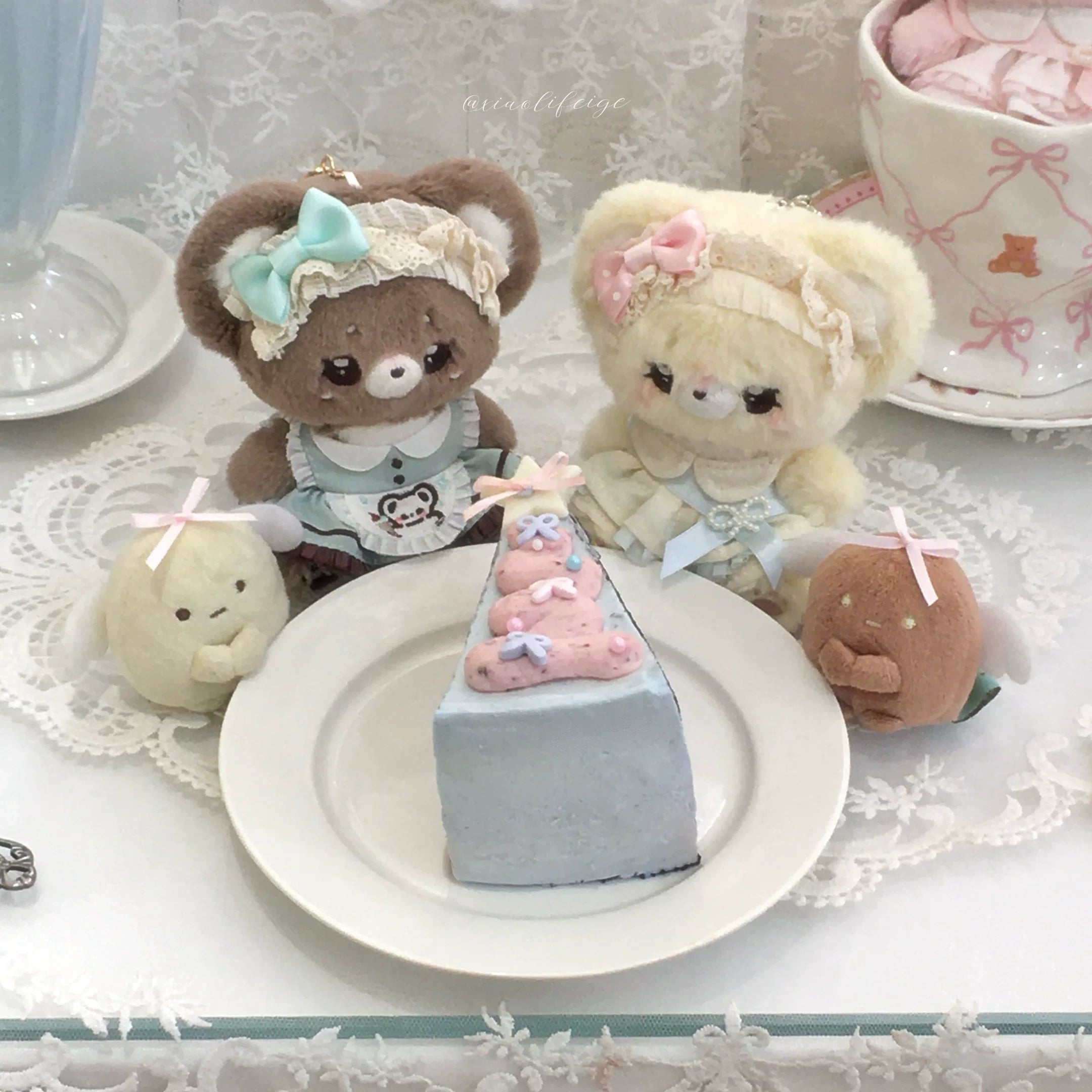 Kawaii Lolita Bear Bag Pendant, Soft Plush