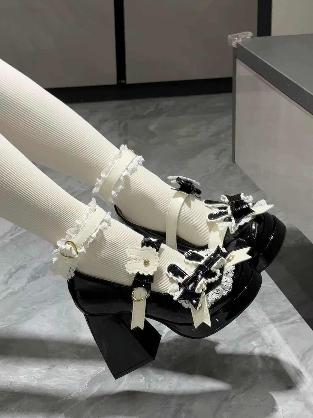 Sweet Bunny Tea Party - Sweet Lolita Chunky Heels Shoes, Bunny-ear Bow Decoration 44839:825381