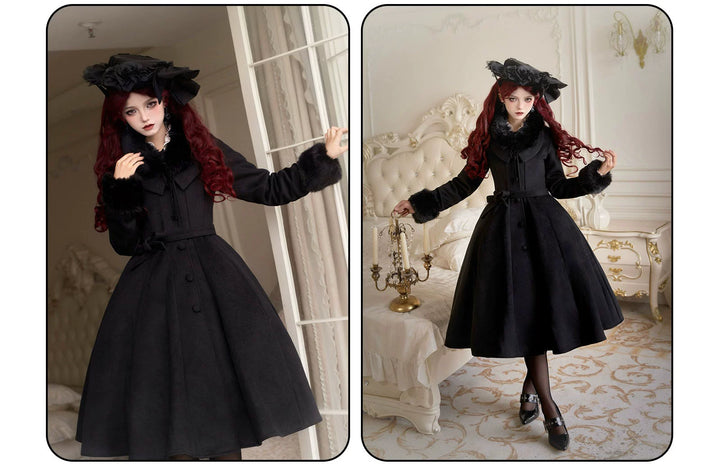 Susin Lolita~Moonlit Rose~Gothic Lolita OP Dress Winter Wool Lolita Overcoat   