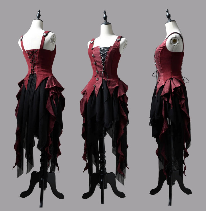 Wuyuzhe~Dragoon Knight 3.0 Version~Western Fantasy Style Lolita Irregular Skirt Set Lolita Vest   