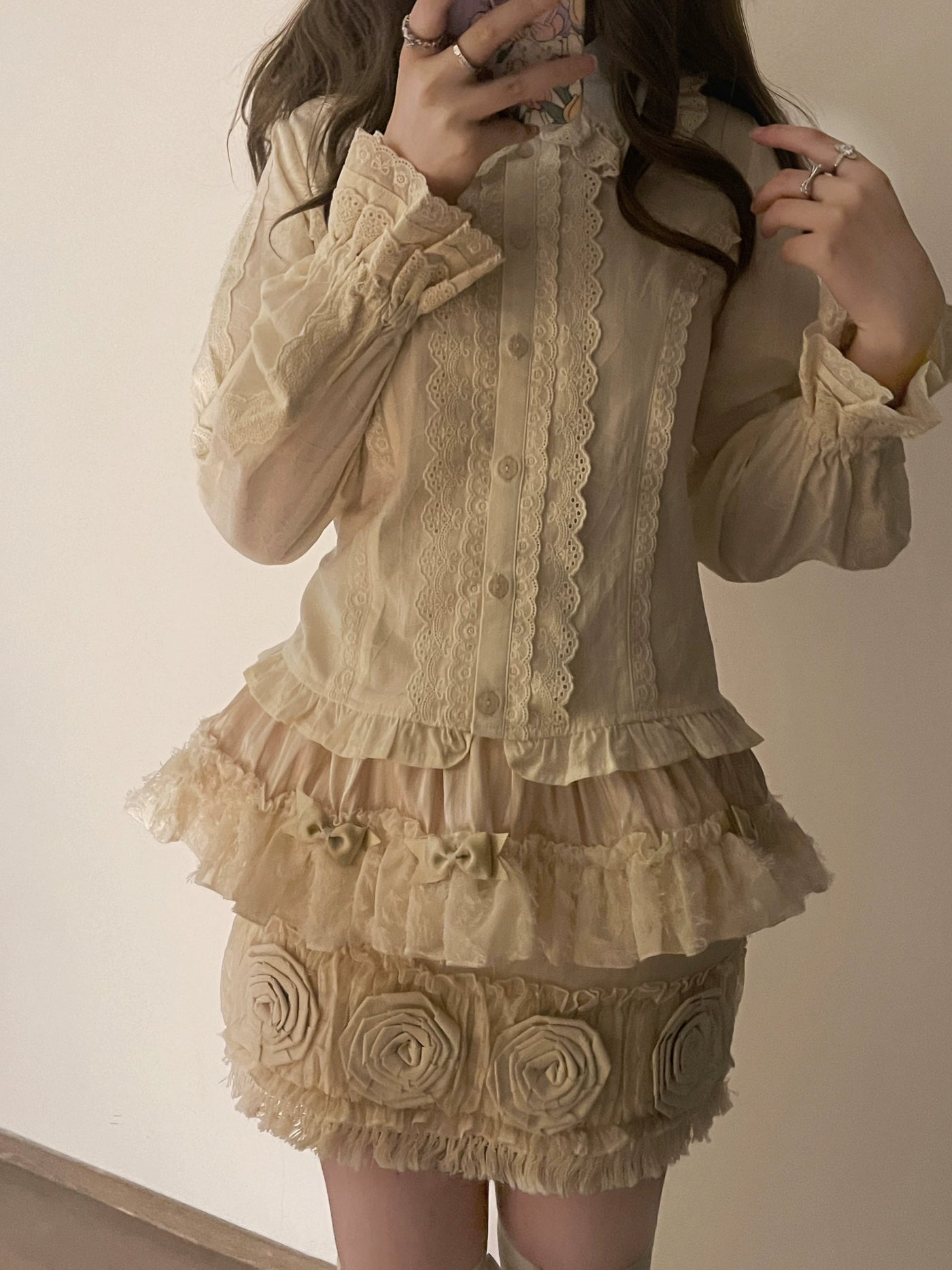 MIST~Lily~Kawaii Lolita Blouse Soft Girl Bubble Puff Sleeve   
