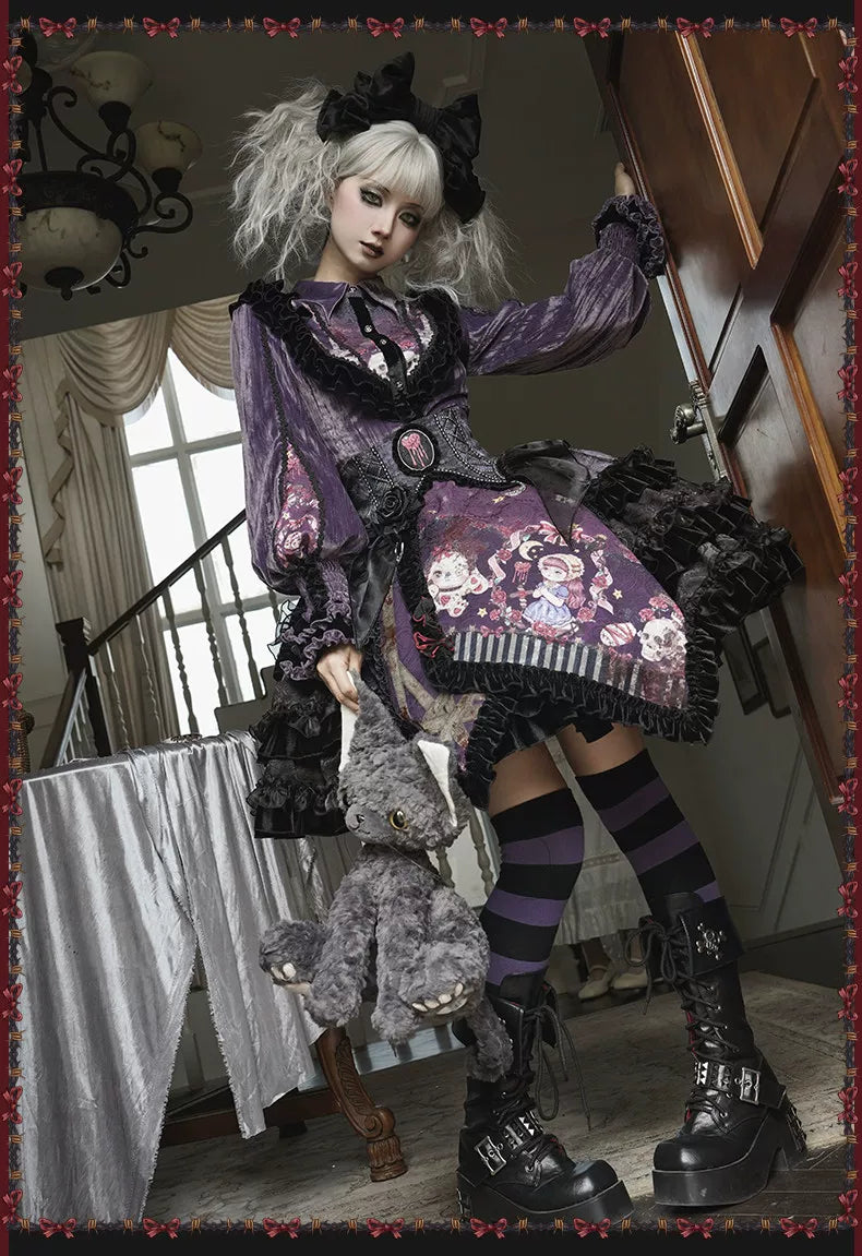 Werewolf Slayer - Gothic Lolita Shirt & Suspender SK Dress Set, Tiered Skirt 44541:812000