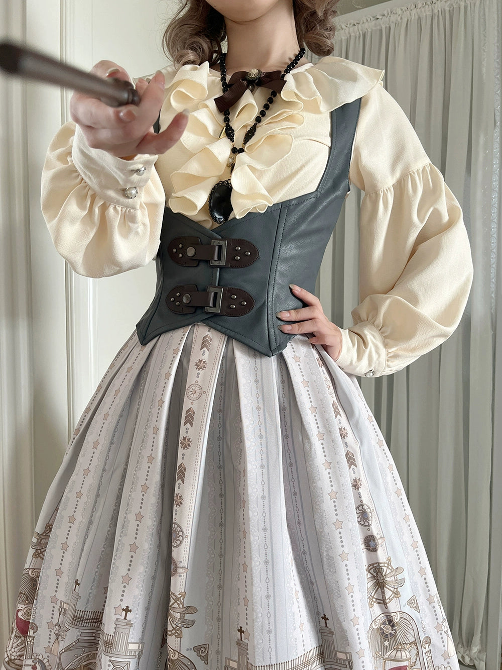 (BFM)Miss Point~Demon Hunter's Diary~Gothic Lolita PU Leather Vest 33588:429866