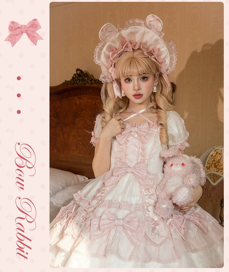 Mademoiselle Pearl~Bow Rabbit~IP Collab Sweet Lolita OP in Multiple Styles 43054:763943