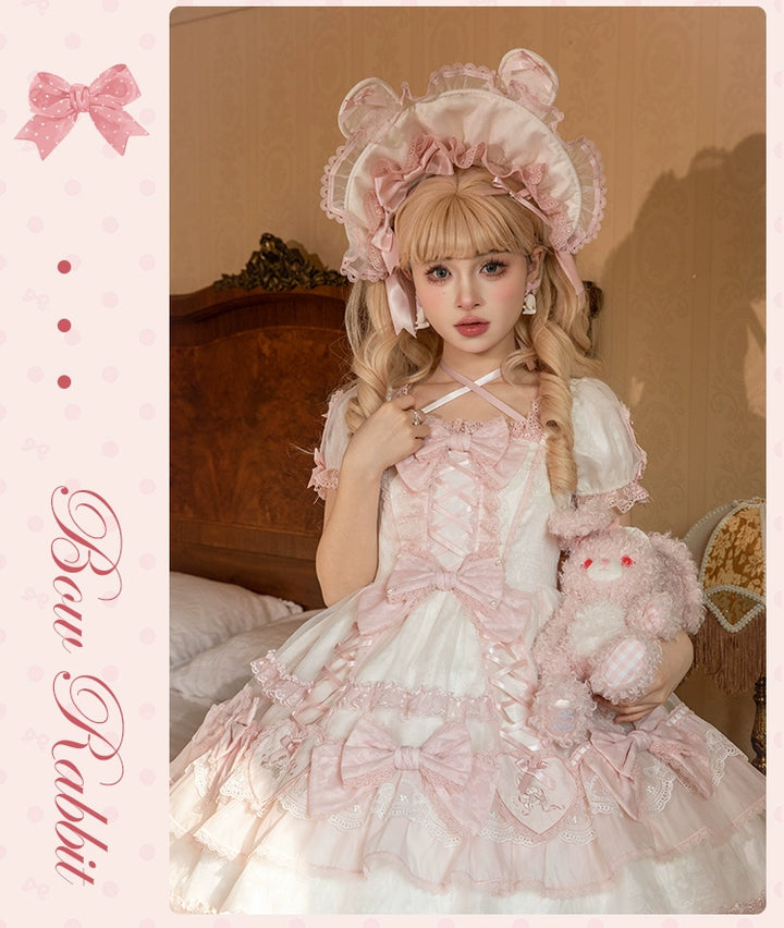 Mademoiselle Pearl~Bow Rabbit~IP Collab Sweet Lolita OP in Multiple Styles 43054:763943