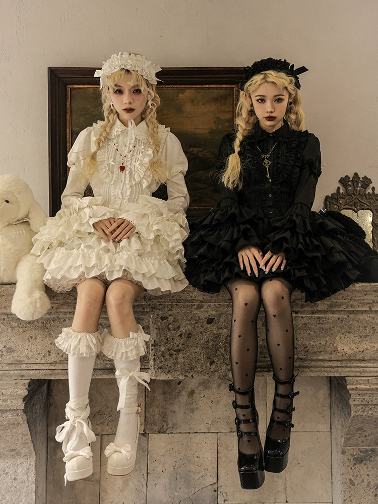 Mewroco~Nightingale and Rose~Gothic Lolita Dress Princess Sleeve Blouse and Skirt Set 35046:478930