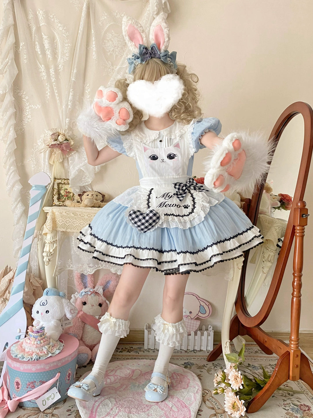 Cream doll~Kitten Maid~Twin Lolita OP Dress Cream Doll Maid OP (L M S XL) 38856:603036