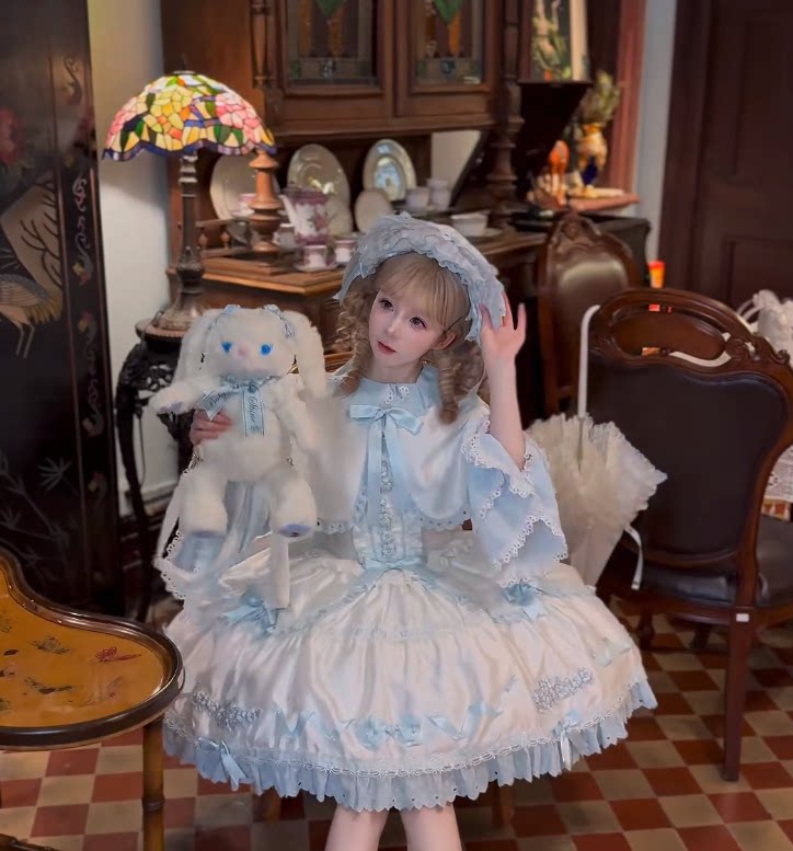 Charlotte Bouquet - Old School Lolita JSK Set, Embroidery & Bows 45093:835347