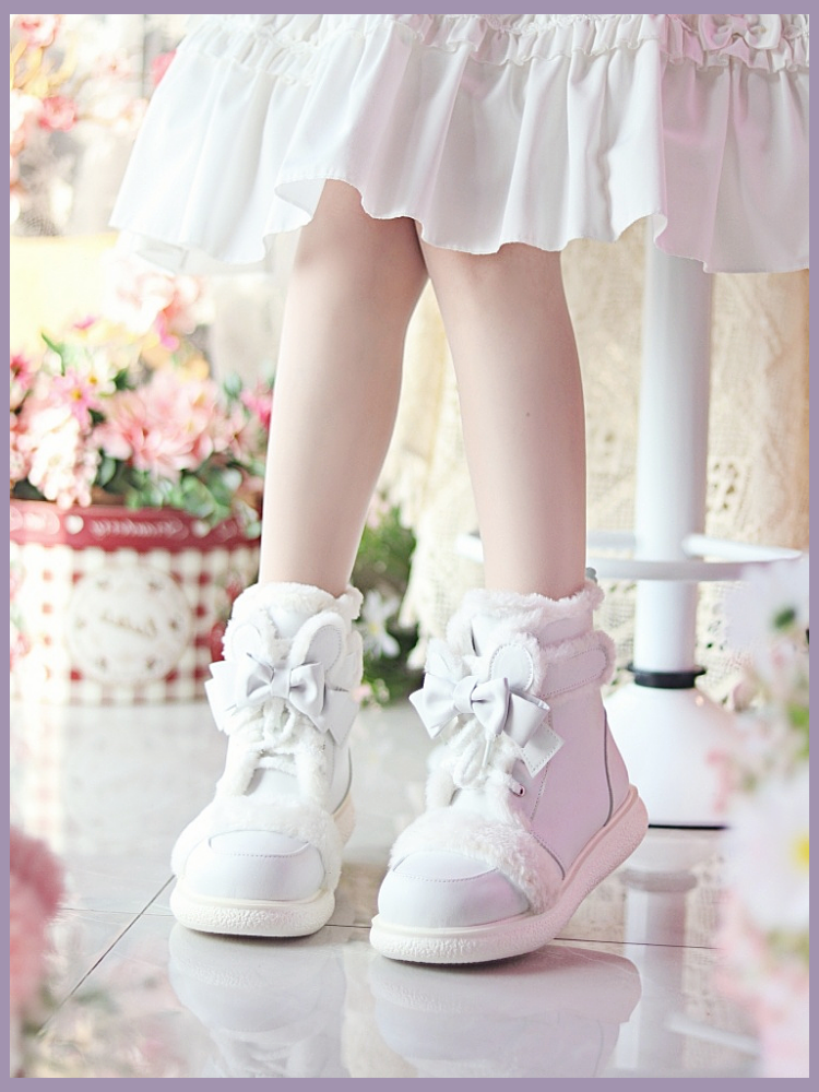 Bear Dada - Winter Kawaii Lolita Boots, Plush Accent