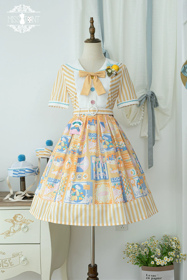 Miss Point~Daisy Lemon~Sweet Lolita Sailor Collar OP Customized   