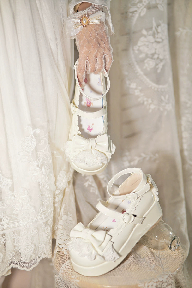 Jiujiu Lolita - Milky Puff - Sweet Lolita Heels Shoes, Round Toe With Petite Wedge 43858:787880