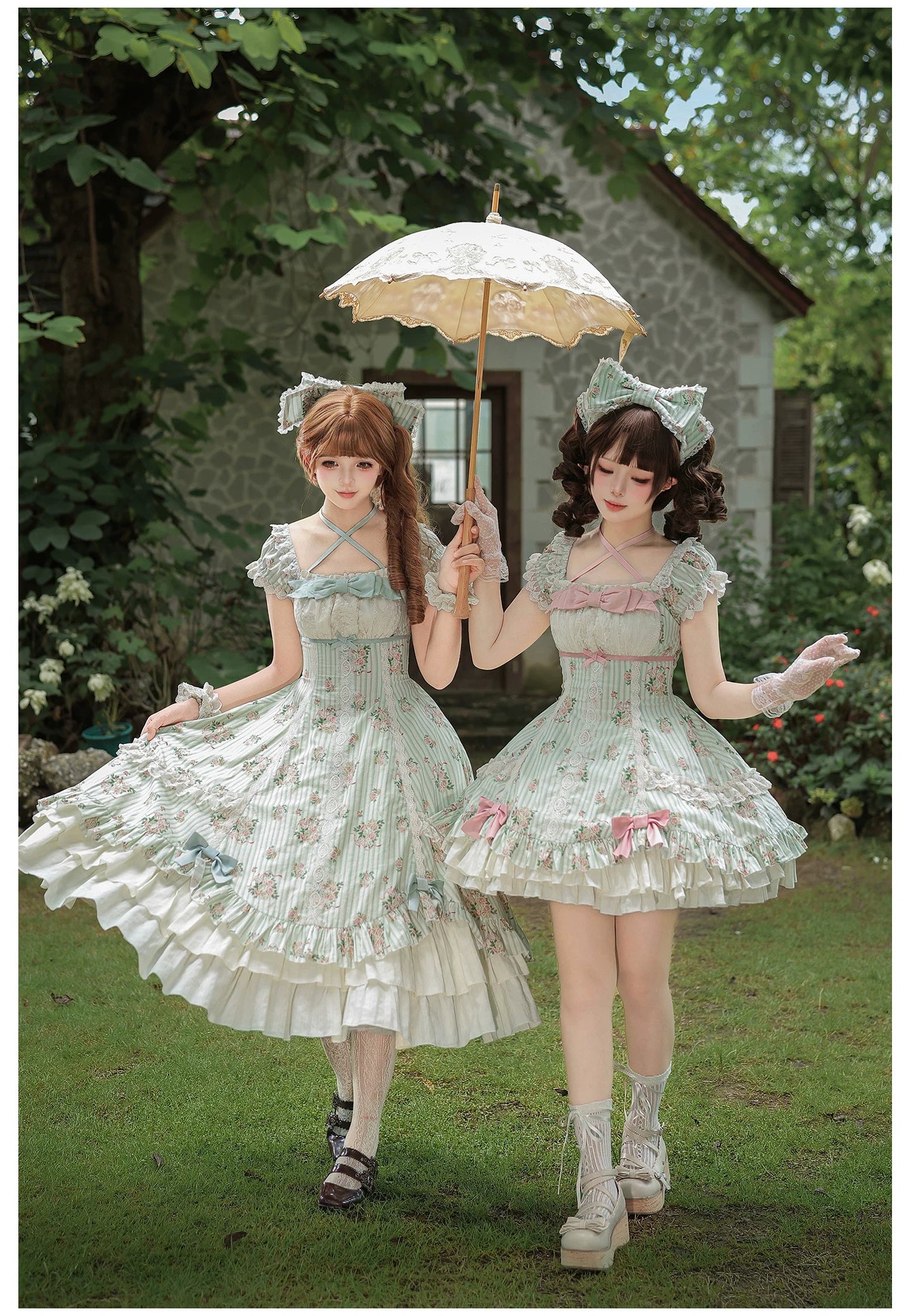 Meeting Austen - Cotton Classic Lolita Rose Printed OP Dress 45736:860012