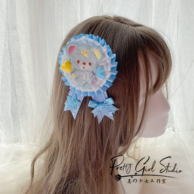 Pretty Girl Lolita~Sweet Lolita Blue Headwear Handmade Accessory a badge  