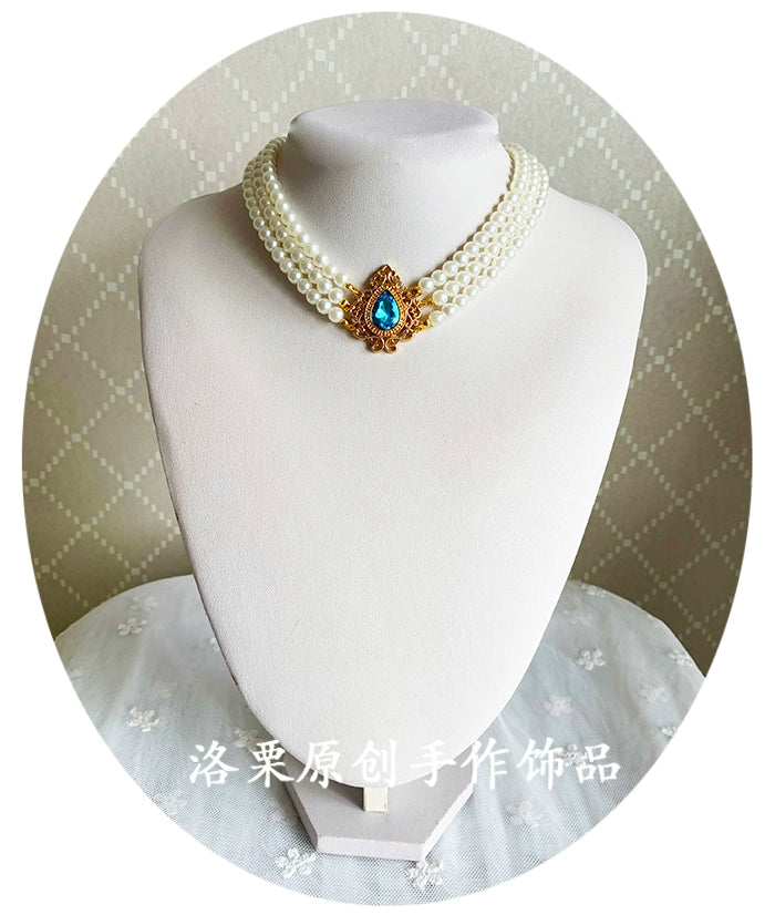 Luo Li~Wedding Lolita Necklace Multi-layer Pearl Pendant   