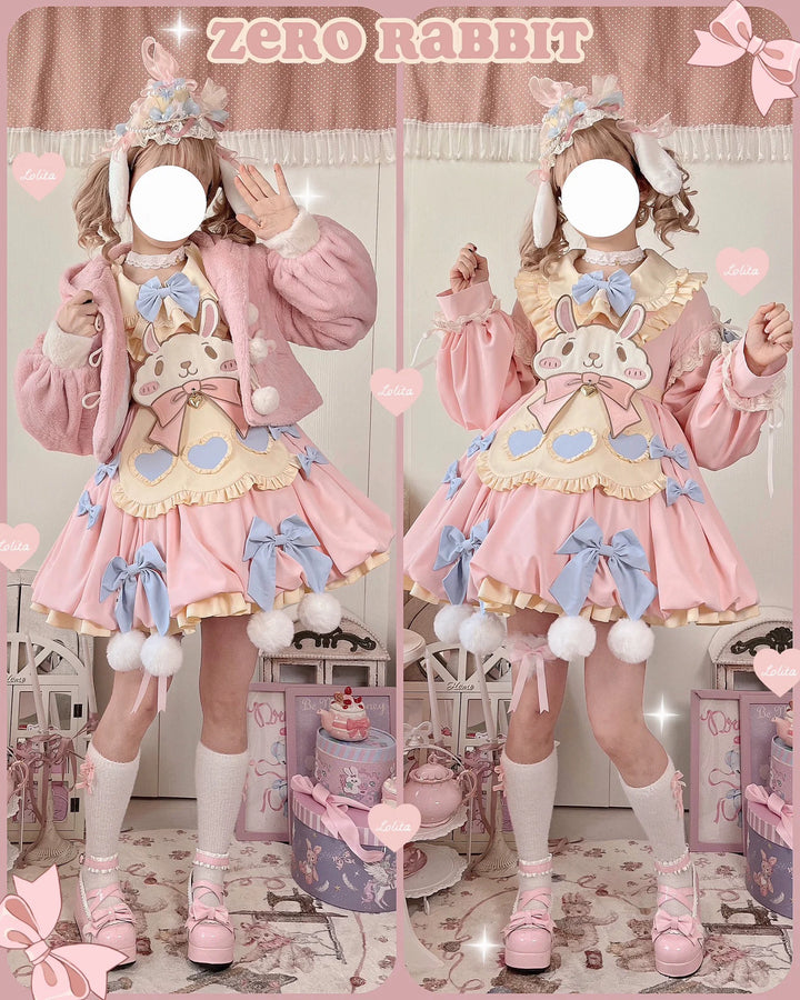 Cute Girl~Zero Card Rabbit~Kawaii Lolita OP Dress Long Sleeve Dress 34768:466286
