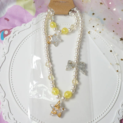 MaoJiang Handmade~Kawaii Lolita Necklace Gradient Choker Yellow star necklace + bracelet  