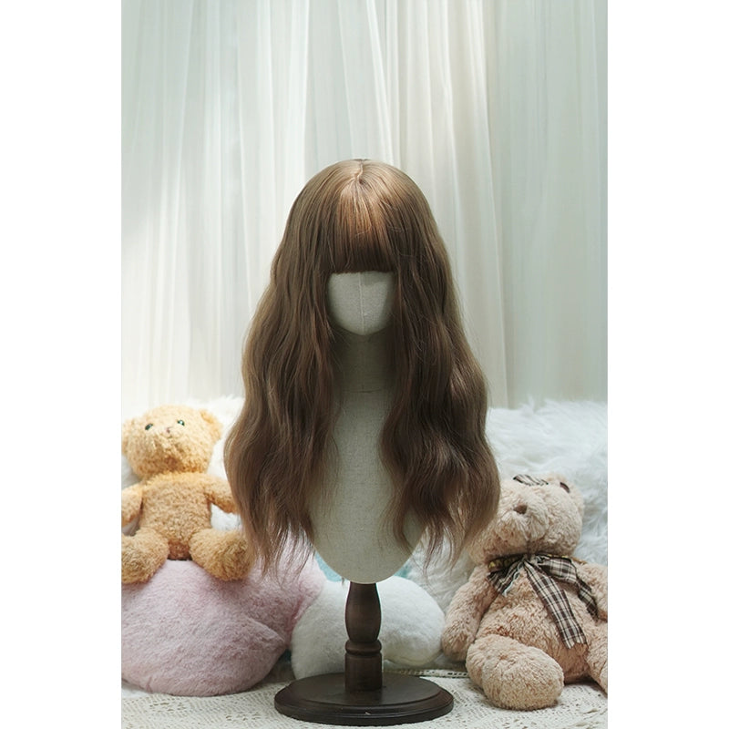 Imperial Tea - Sweet Lolita Long Wigs, Detachable Ponytail Warm Tea Brown (with hair net)