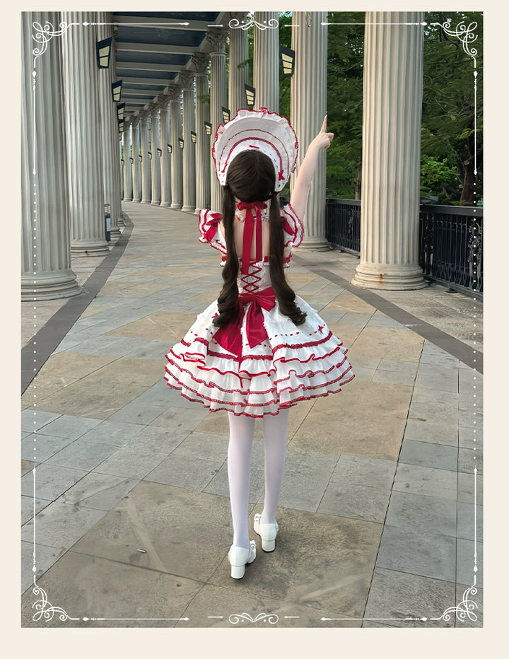 Sakurahime - Velour Love - Princess Sweet Lolita JSK Dress, Tiered Ruffles