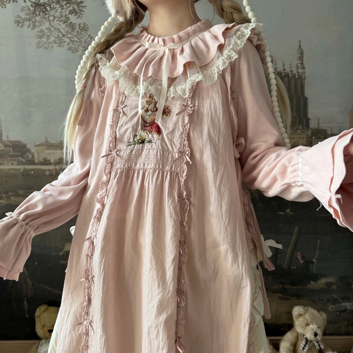 Himawari - Sweet Lolita Long Sleeve Blouse, Tiered Ruffle Collar 45973:869730