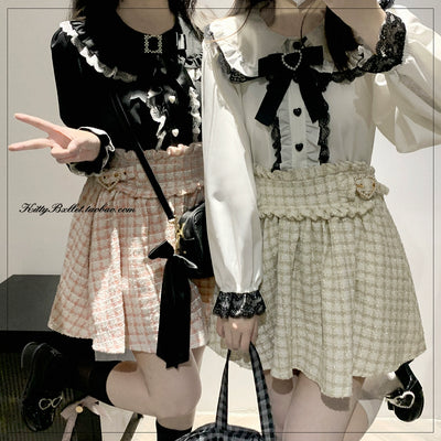 (BFM)KittyBxllet~Love Pro~Ryousangata Style Bi Color Ribbon Cape Blouse   