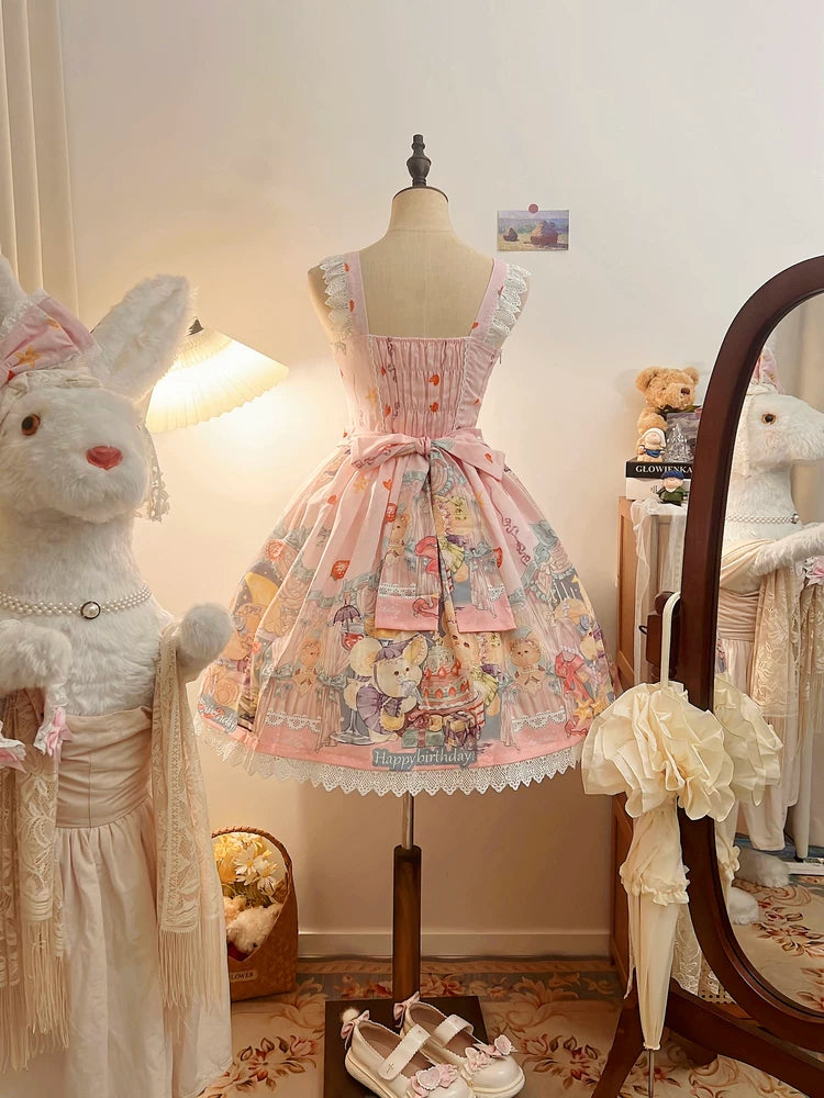 Qiqi Birthday Party - Plus Size Printed Sweet Lolita JSK, Front-open Design 45854:865261