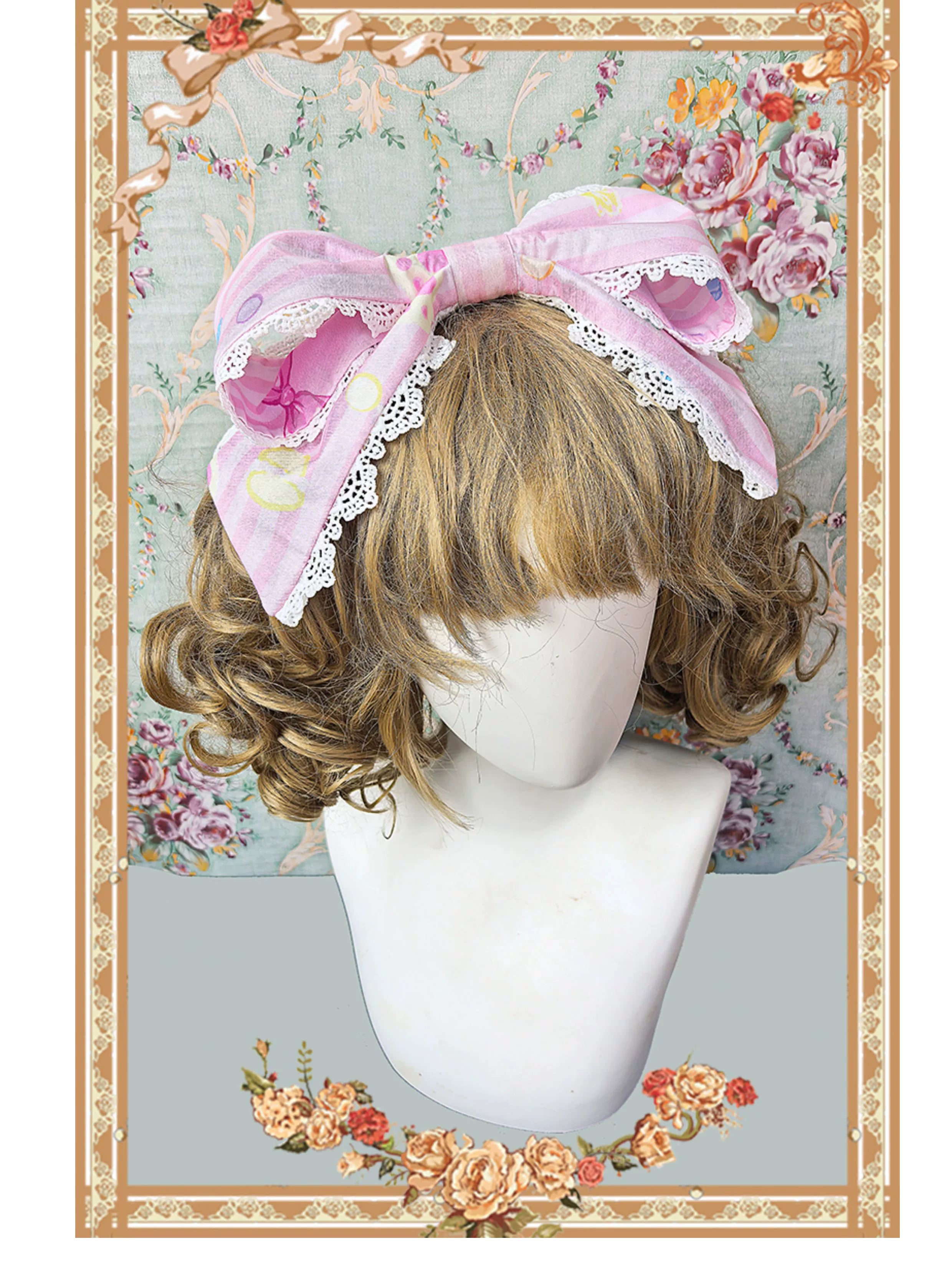 Infanta - Macaron Dolly House - Sweet Lolita OP Printed Dress, Side Zipper Pink KC Only (one size / choose M) S